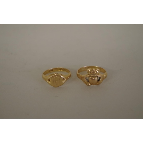 114 - Two 18ct gold signet rings, 8.9g.