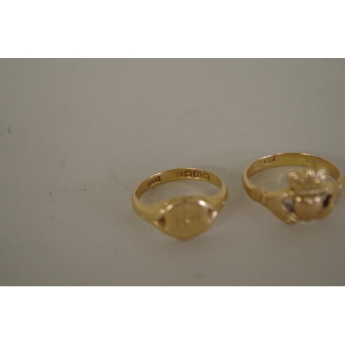 114 - Two 18ct gold signet rings, 8.9g.