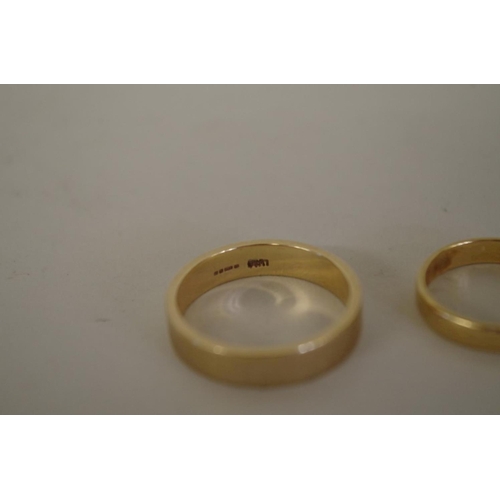 115 - An 18ct gold wedding band, 3.3g; together with a 9ct gold example, 5.2g