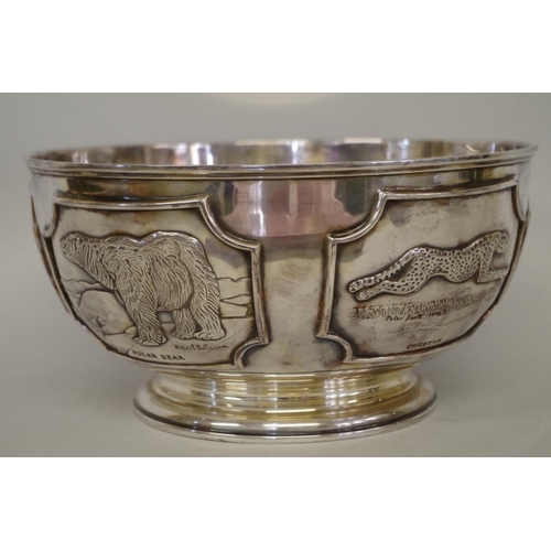 14 - An impressive silver 'World Wildlife Fund' limited edition bowl, by Tessiers Ltd, London 1977, no. 1... 