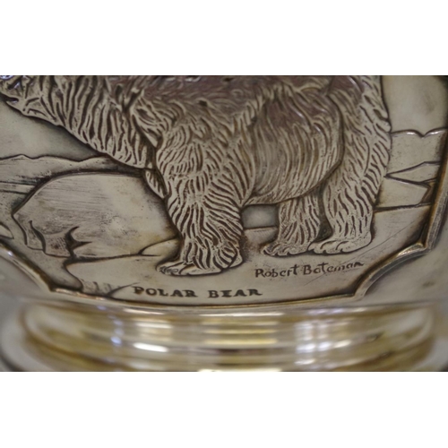 14 - An impressive silver 'World Wildlife Fund' limited edition bowl, by Tessiers Ltd, London 1977, no. 1... 