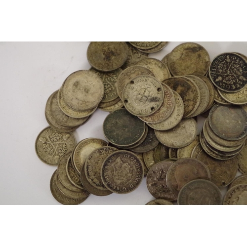 198 - A quantity of pre-1947 three penny coins; to include Victoria (3); George V (48); and George VI (31)... 