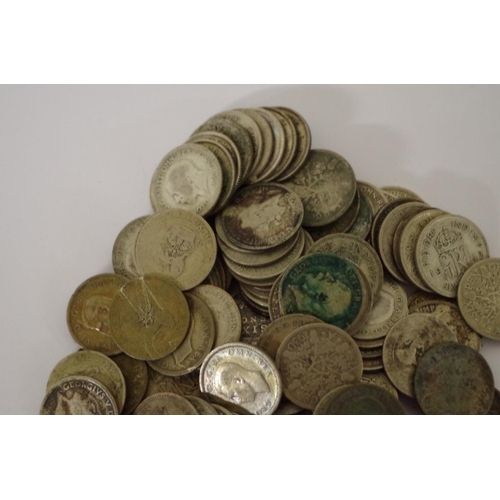 201 - A quantity of British sixpences, mostly George V and George VI, 279g.