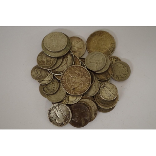 202 - A small quantity USA coins, all half dollars or lower denominations.