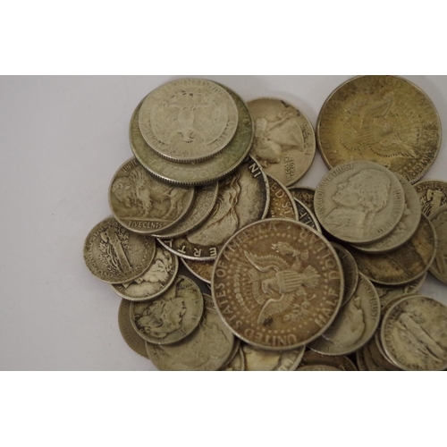 202 - A small quantity USA coins, all half dollars or lower denominations.