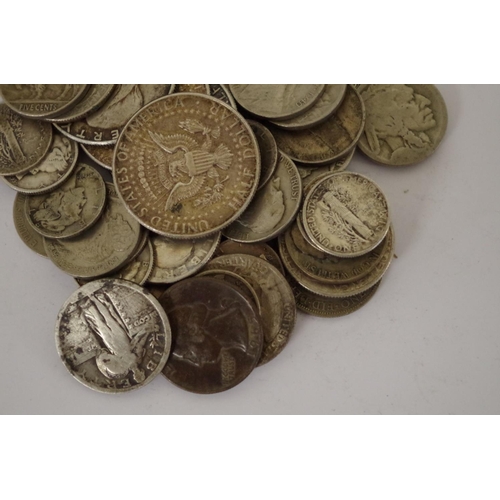 202 - A small quantity USA coins, all half dollars or lower denominations.