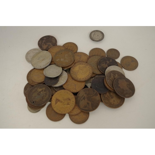 212 - A quantity of mostly British coins; to include four pre-1947 silver examples.