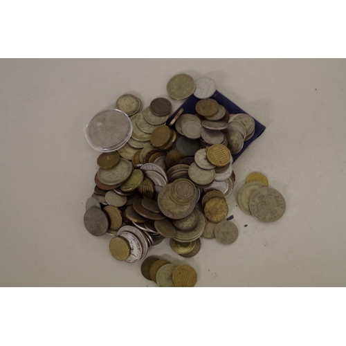 216 - A small quantity of British and World coins; to include an Elizabeth II £5 coin, 2002.... 