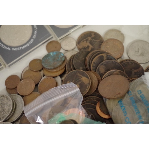 221 - A quantity of British coins and banknotes, mostly Victoria to Elizabeth II, to include; a 1797 Cartw... 