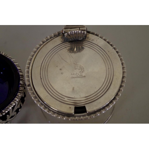 63 - An Irish silver oval salt, by Wakely & Wheeler, Dublin 1922; together with a William IV sil... 