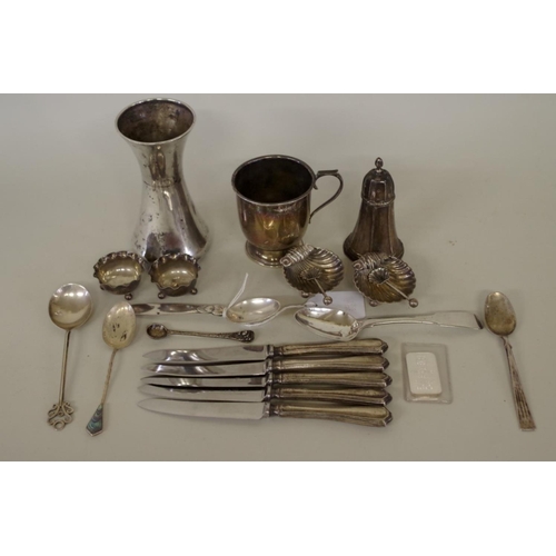 79 - A quantity of silver and other items, to include a Georg Jensen coffee spoon, 227g weighable.... 