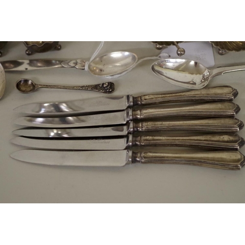 79 - A quantity of silver and other items, to include a Georg Jensen coffee spoon, 227g weighable.... 