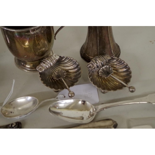 79 - A quantity of silver and other items, to include a Georg Jensen coffee spoon, 227g weighable.... 