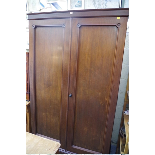 1172 - A late 19th century mahogany double wardrobe, 126cm wide.