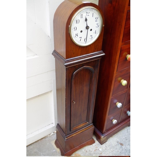 1180 - An oak small longcase clock, 108cm high.