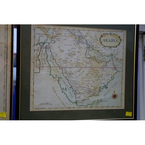 1183 - An antique hand coloured map of Arabia, 31 x 37cm; together with two other old maps. ... 