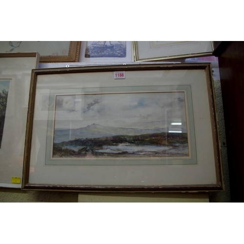 1188 - L F Hayward, a moorland scene, signed, watercolour, 17.5 x 36cm.