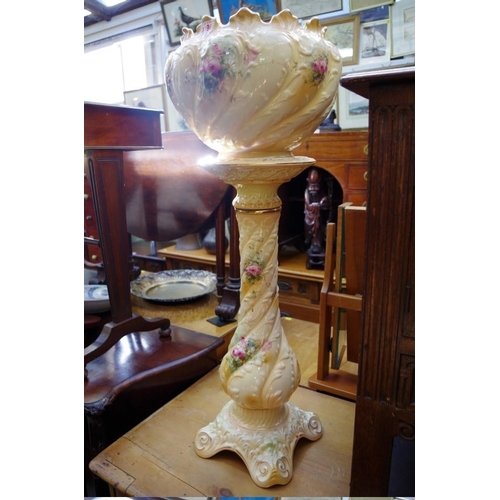 1196 - An early 20th century pottery jardiniere and pedestal, total height 94cm.