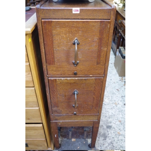 1206 - A 1920s oak two drawer filing cabinet, 37cm wide.