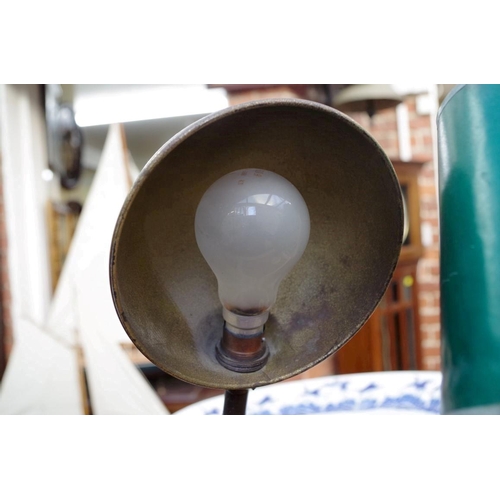 1215 - A brass twin branch table lamp; together with another vintage table lamp. 