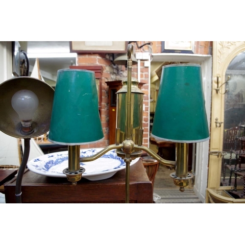 1215 - A brass twin branch table lamp; together with another vintage table lamp. 