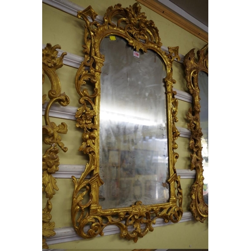 1708 - An 18th century carved and giltwood pier mirror, 97 x 57.5cm.