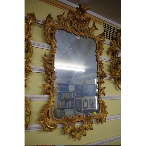 1709 - An 18th century carved and giltwood framed pier mirror, 112 x 64cm.