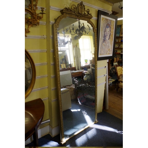 1712 - A large gilt gesso framed mirror, 223 x 92cm.