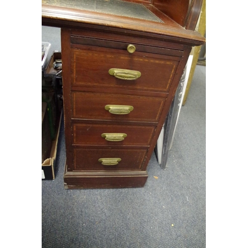 1717 - A Victorian mahogany tambour top pedestal desk, 137cm wide. 