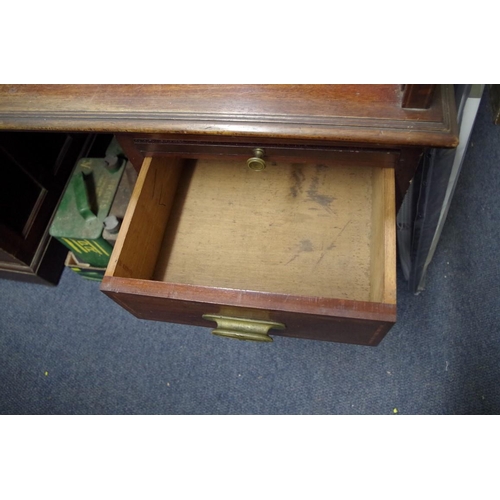 1717 - A Victorian mahogany tambour top pedestal desk, 137cm wide. 