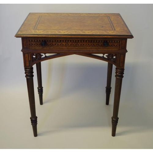 1718 - A good early 19th century oak, pollard oak, holly, ebonized and cocus wood centre table, attributed ...