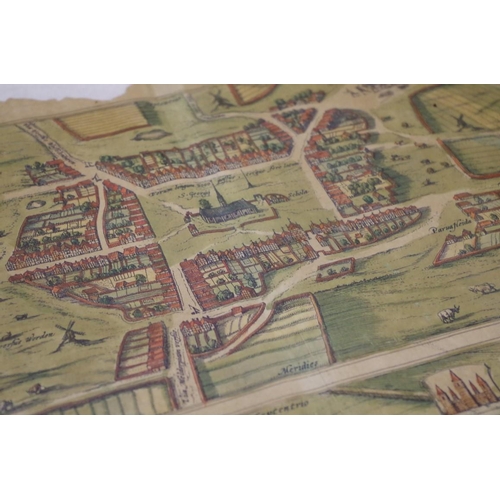 1722 - An antique hand-coloured map of Munstermaifeld, with view of Cochem, by Braun and Hogenburg, dated 1... 