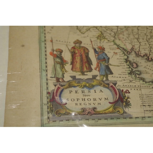 1723 - An antique hand-coloured map of Persia, by Guiljelmus Blaeu, dated 1634, pl.38 x 50cm; together with... 