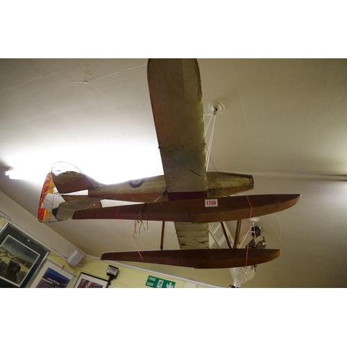 1726 - A 1920s/30s model elastic band powered sea plane, wingspan 103cm, (distressed).