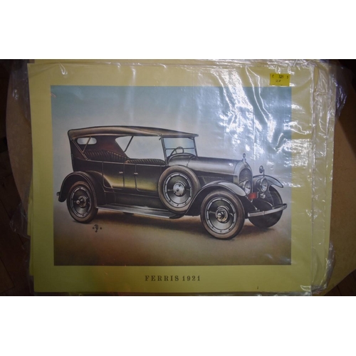 1200A - A collection of twenty-seven coloured prints of vintage motor cars, I.24 x 32cm, unframed. ... 