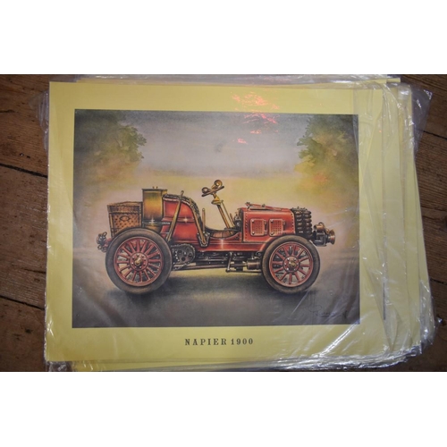 1200A - A collection of twenty-seven coloured prints of vintage motor cars, I.24 x 32cm, unframed. ... 