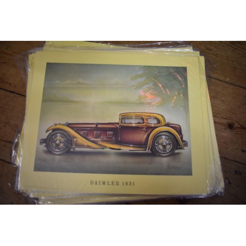 1200A - A collection of twenty-seven coloured prints of vintage motor cars, I.24 x 32cm, unframed. ... 