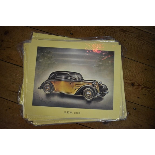 1200A - A collection of twenty-seven coloured prints of vintage motor cars, I.24 x 32cm, unframed. ... 