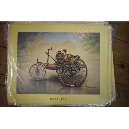 1200A - A collection of twenty-seven coloured prints of vintage motor cars, I.24 x 32cm, unframed. ... 