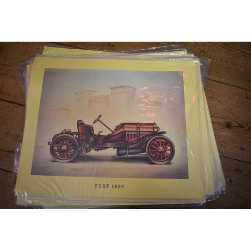 1200A - A collection of twenty-seven coloured prints of vintage motor cars, I.24 x 32cm, unframed. ... 