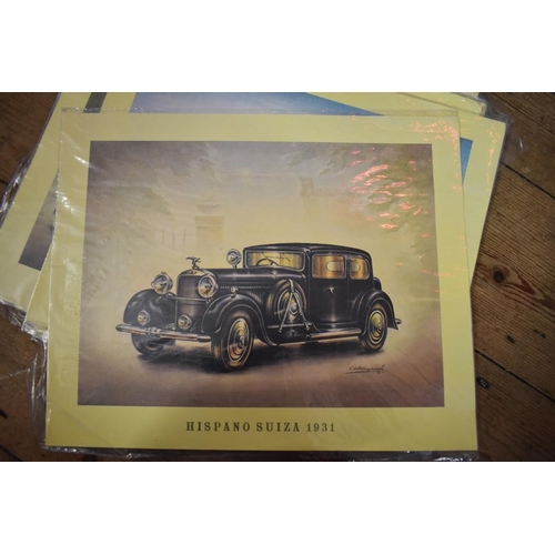 1200A - A collection of twenty-seven coloured prints of vintage motor cars, I.24 x 32cm, unframed. ... 