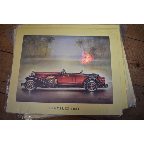 1200A - A collection of twenty-seven coloured prints of vintage motor cars, I.24 x 32cm, unframed. ... 