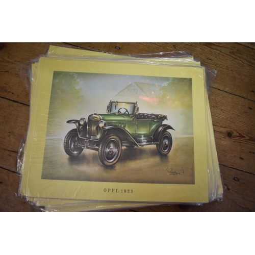 1200A - A collection of twenty-seven coloured prints of vintage motor cars, I.24 x 32cm, unframed. ... 