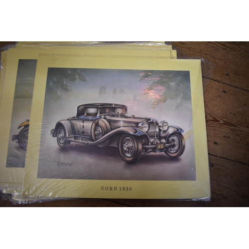 1200A - A collection of twenty-seven coloured prints of vintage motor cars, I.24 x 32cm, unframed. ... 