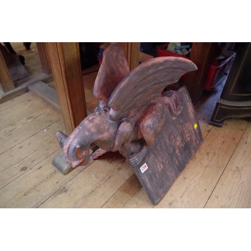 1739 - A roof ridge gable end tile, surmounted with a dragon, 51.5cm high.