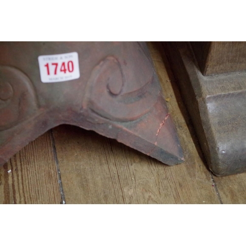 1740 - A roof ridge gable end tile, surmounted with a devil, 71cm high.