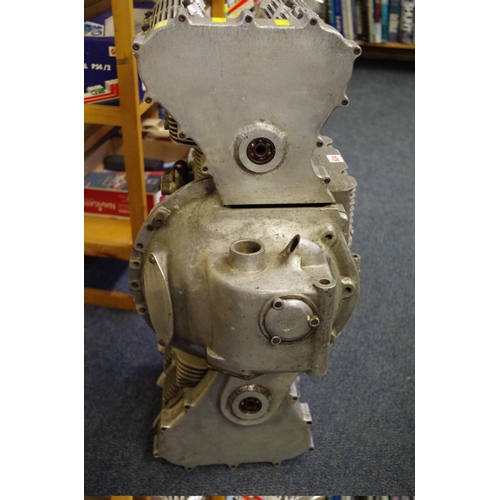 624 - A vintage aluminium flat four cylinder engine block, 77cm wide x 52.5cm deep, by repute fr... 