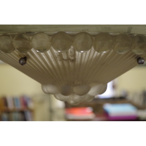 1728 - An old Art Deco frosted glass ceiling shade, 59cm diameter.