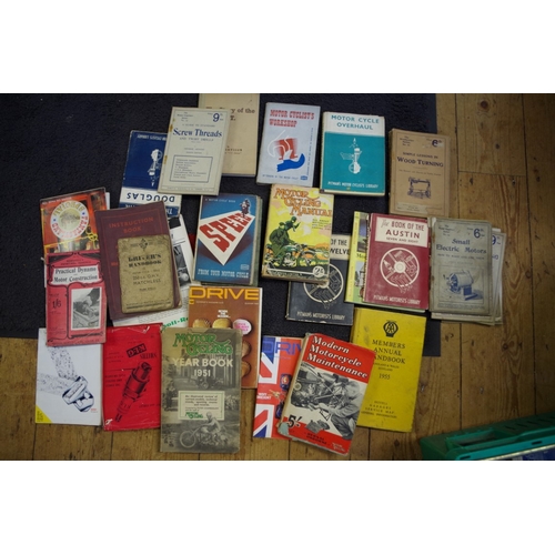 694 - A large collection of motorcycle and automobilia leaflets and publications.