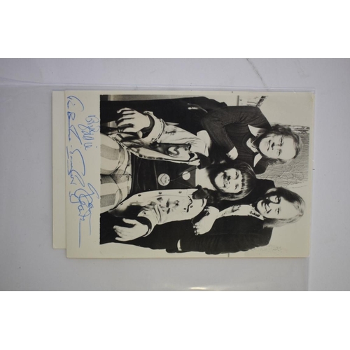 566 - AUTOGRAPH ALBUM: small autograph album, inc. 2 x postcards of The Goodies, signed by each membe... 